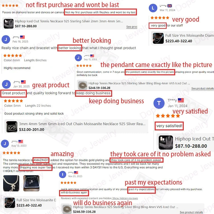 4mm Moissanite Jewelry 925 Silver VVS Moissanite Tennis Chain