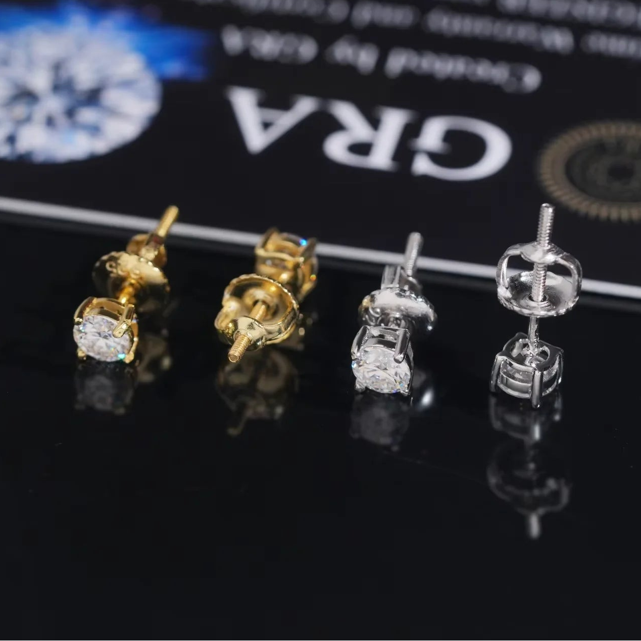 Hip Hop Jewelry Stud Moissanite Earrings 925 Sterling Silver GRA Certificated