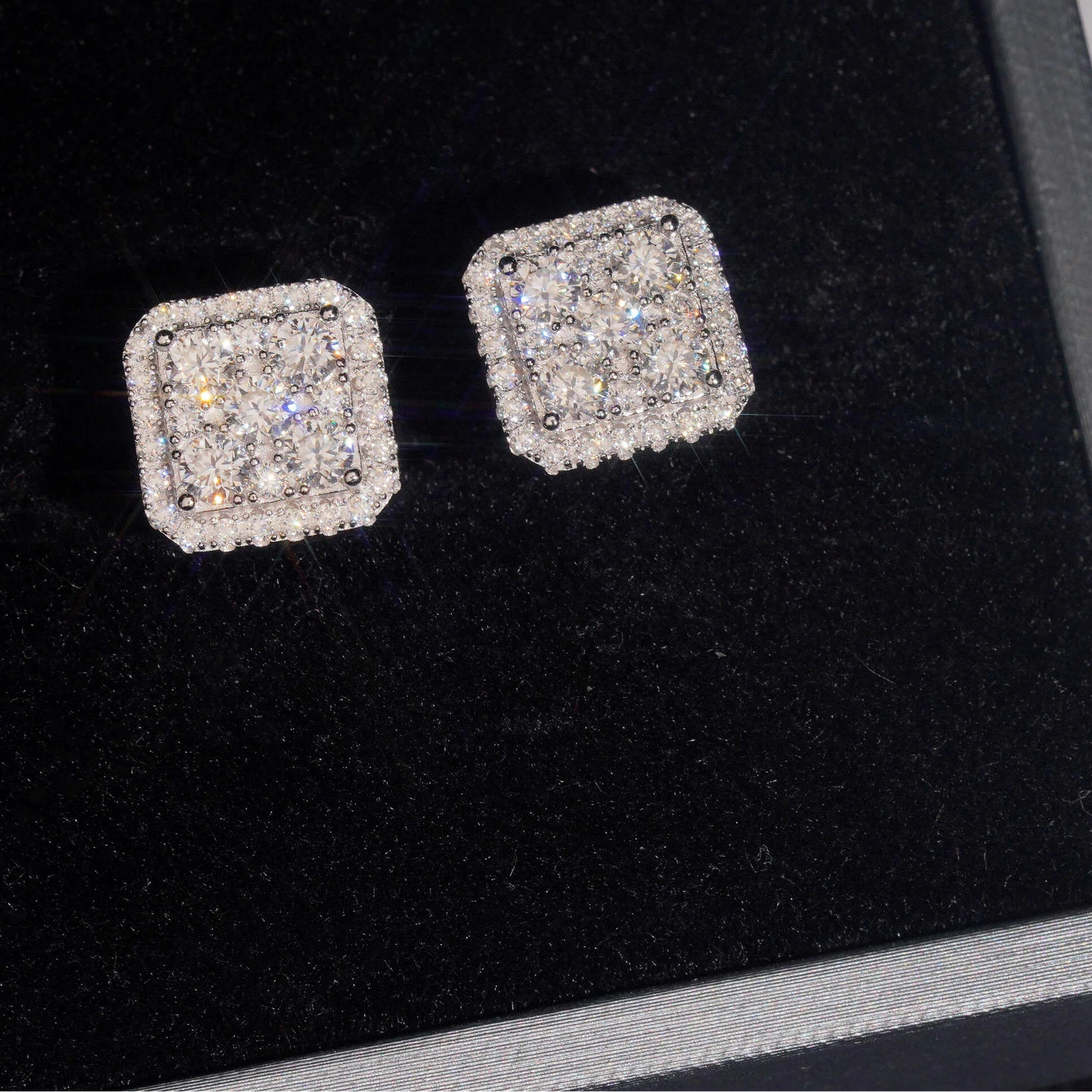 Hip Hop Jewelry Moissanite Earrings Pass Diamond Tester Solid 925 Silver Iced Out Moissanite Screw Back Earrings