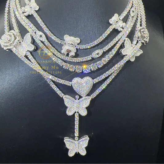 Female Jewelry Collection 925 Sterling Silver Moissanite Tennis Chain