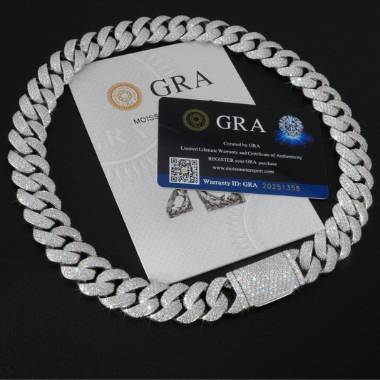 18MM Miami Moissanite Cuban Link Chain Stock 925 Sterling Silver Hiphop Jewelry Moissanite Cuban