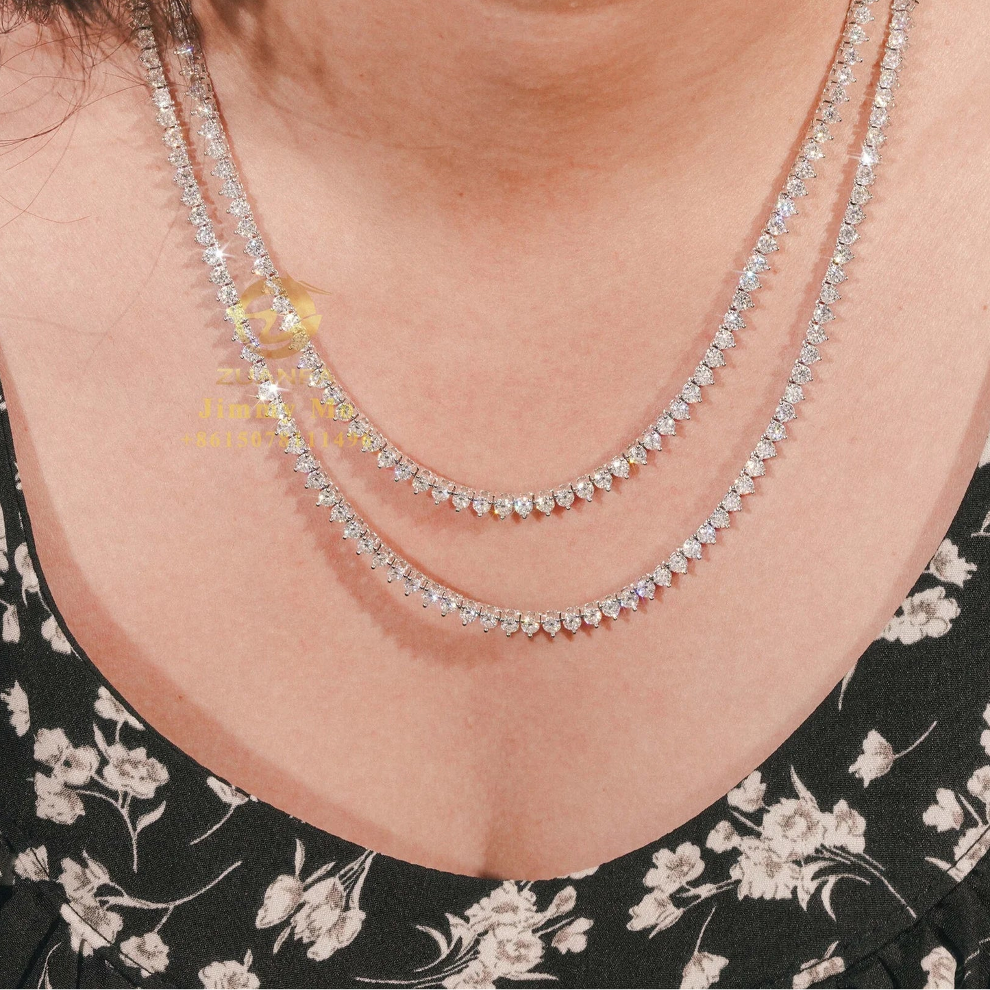 Female Jewelry Collection 925 Sterling Silver Moissanite Tennis Chain