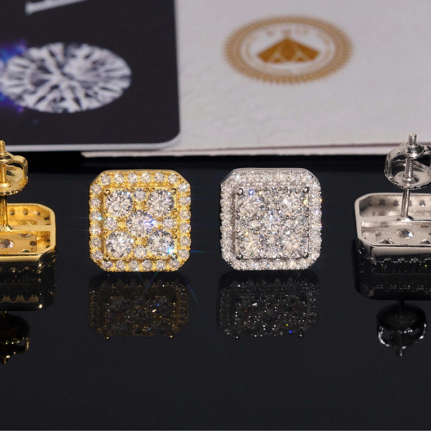 Hip Hop Jewelry Moissanite Earrings Pass Diamond Tester Solid 925 Silver Iced Out Moissanite Screw Back Earrings