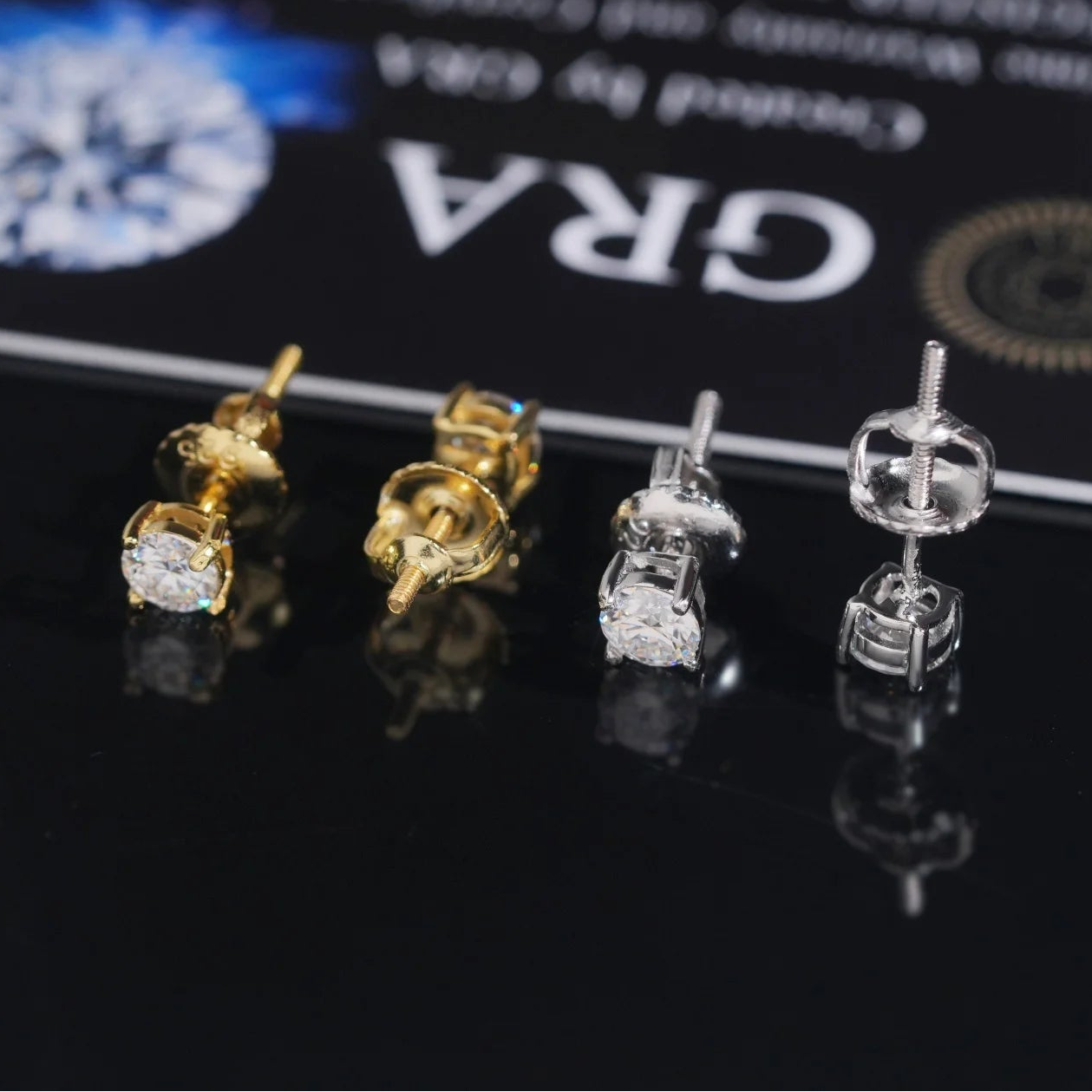 Hip Hop Jewelry Stud Moissanite Earrings 925 Sterling Silver GRA Certificated