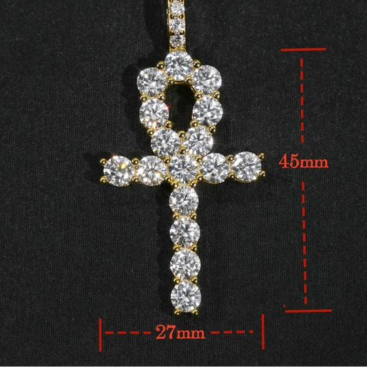 Ankh Cross Pendant VVS Moissanite 925 Silver
