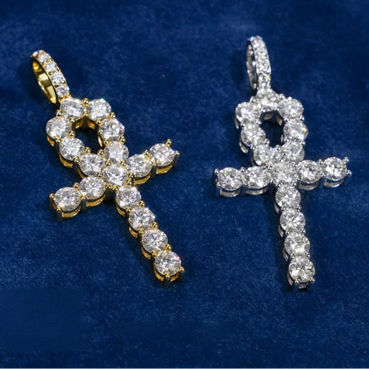 Ankh Cross Pendant VVS Moissanite 925 Silver