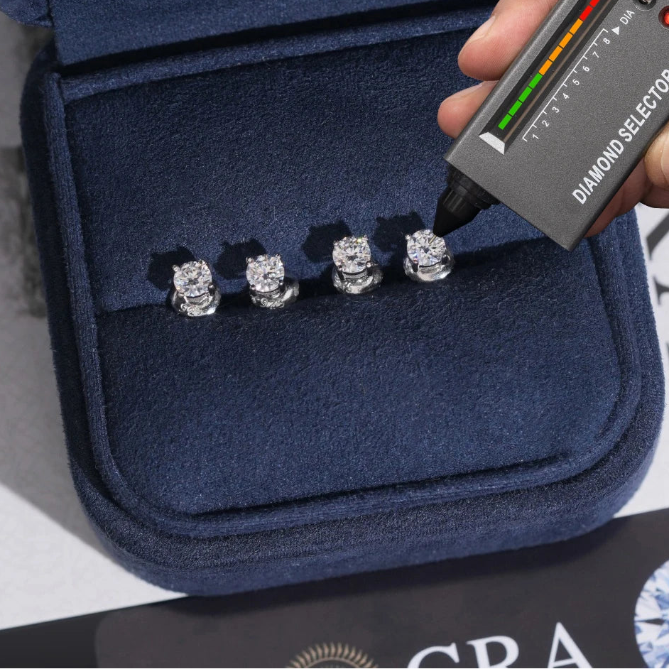 Hip Hop Jewelry Stud Moissanite Earrings 925 Sterling Silver GRA Certificated