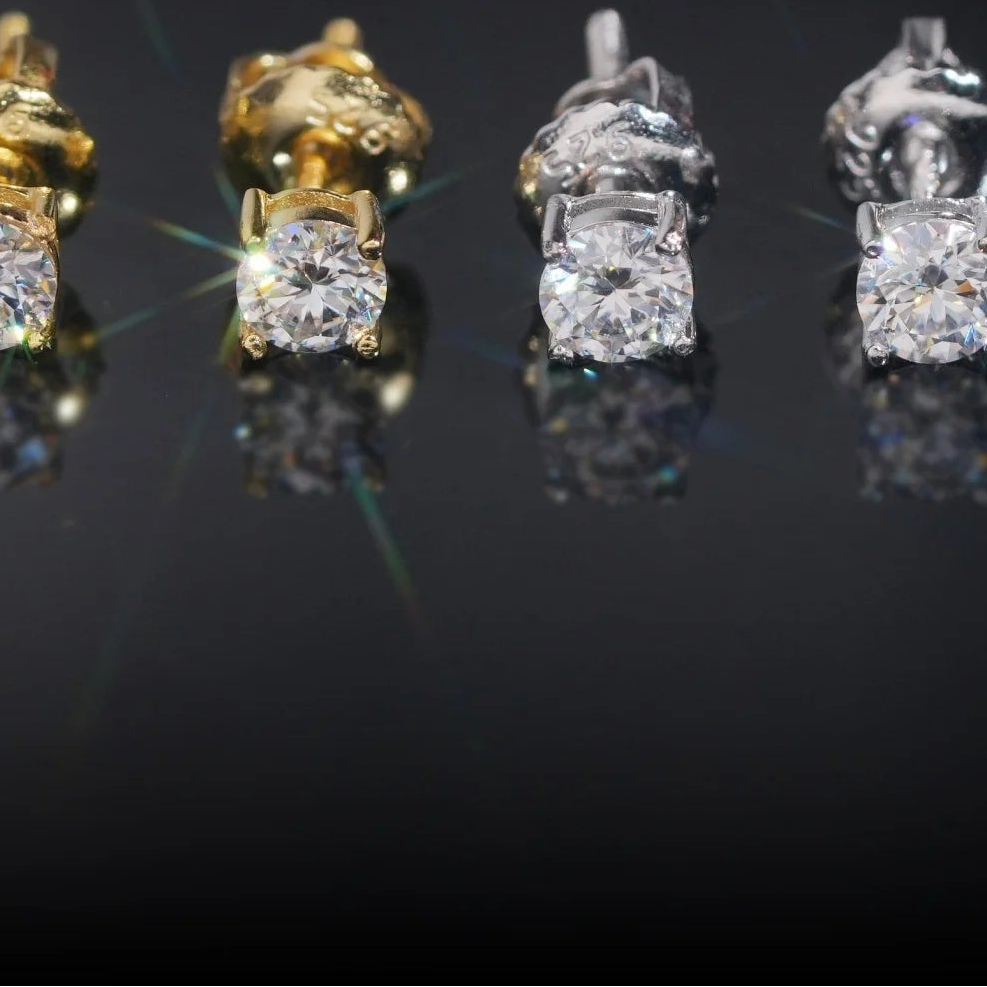 Hip Hop Jewelry Stud Moissanite Earrings 925 Sterling Silver GRA Certificated