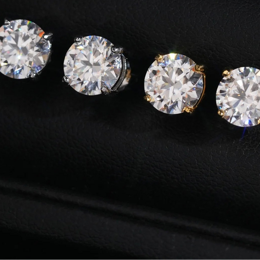 7.5mm Screw Back Round Ear Studs Vvs Moissanite  925 Sterling Silver Earrings