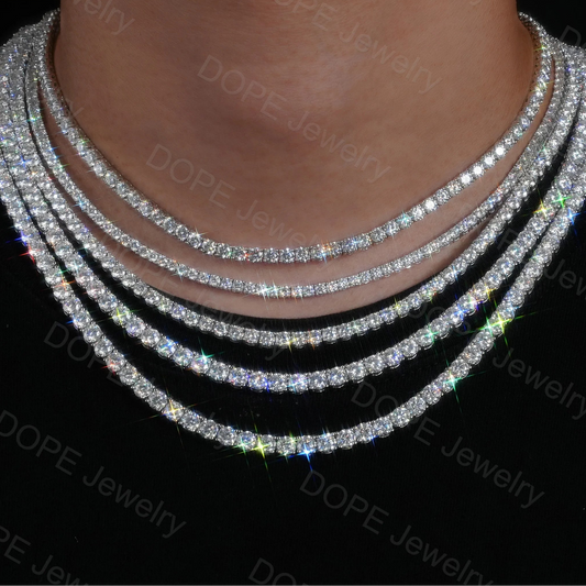 4mm Moissanite Jewelry 925 Silver VVS Moissanite Tennis Chain