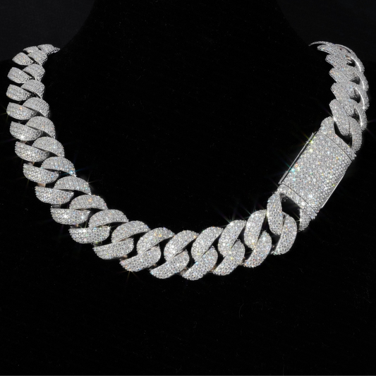 18MM Miami Moissanite Cuban Link Chain Stock 925 Sterling Silver Hiphop Jewelry Moissanite Cuban