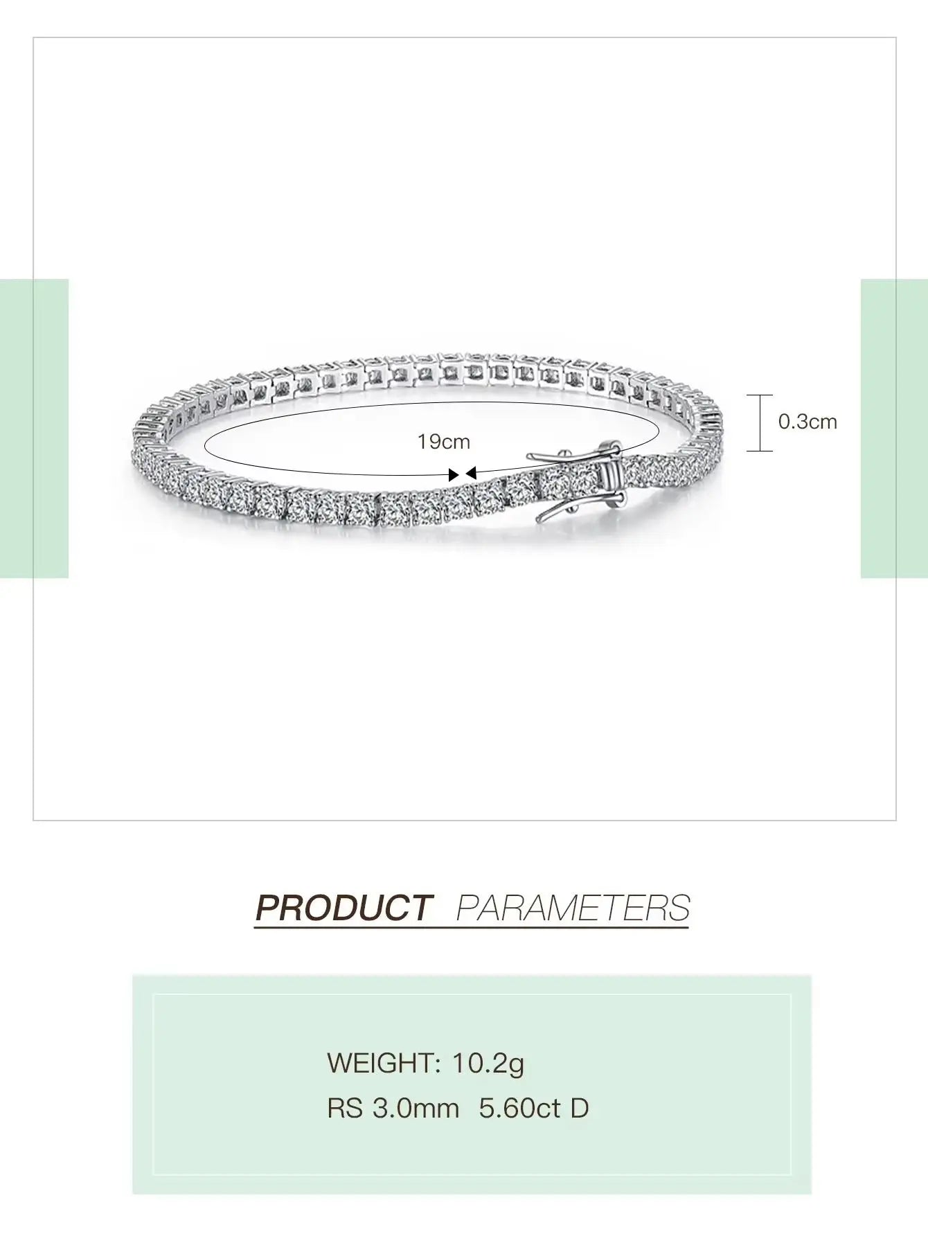 moissanite tennis bracelet 925 Sterling Silver 3mm