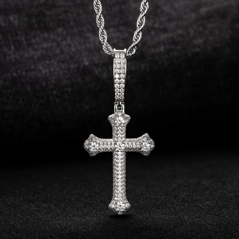 Moissanite Classic Cross Pendant 925 Sterling Silver