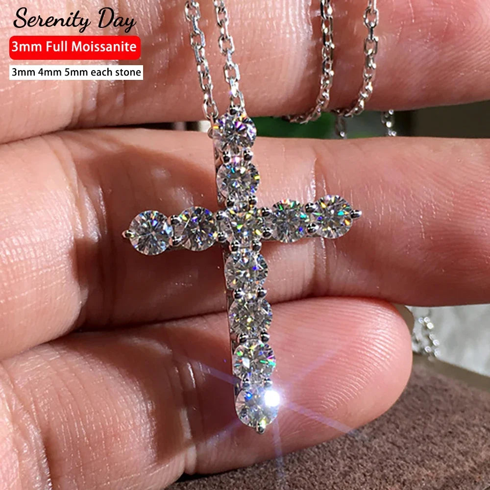 Moissanite Cross Pendant Chain set
