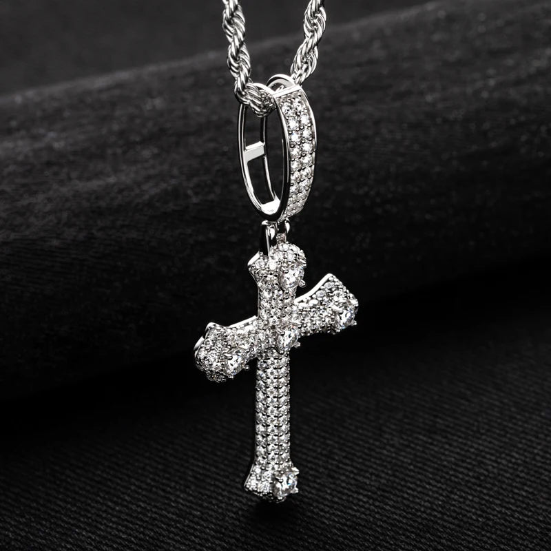 Moissanite Classic Cross Pendant 925 Sterling Silver