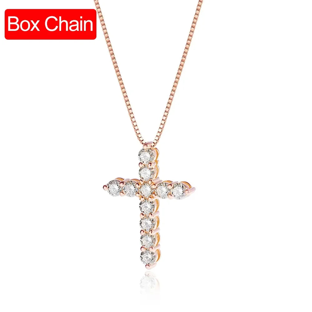 Moissanite Cross Pendant Chain set