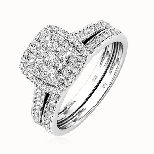 2pcs Moissanite Ring Set For Woman