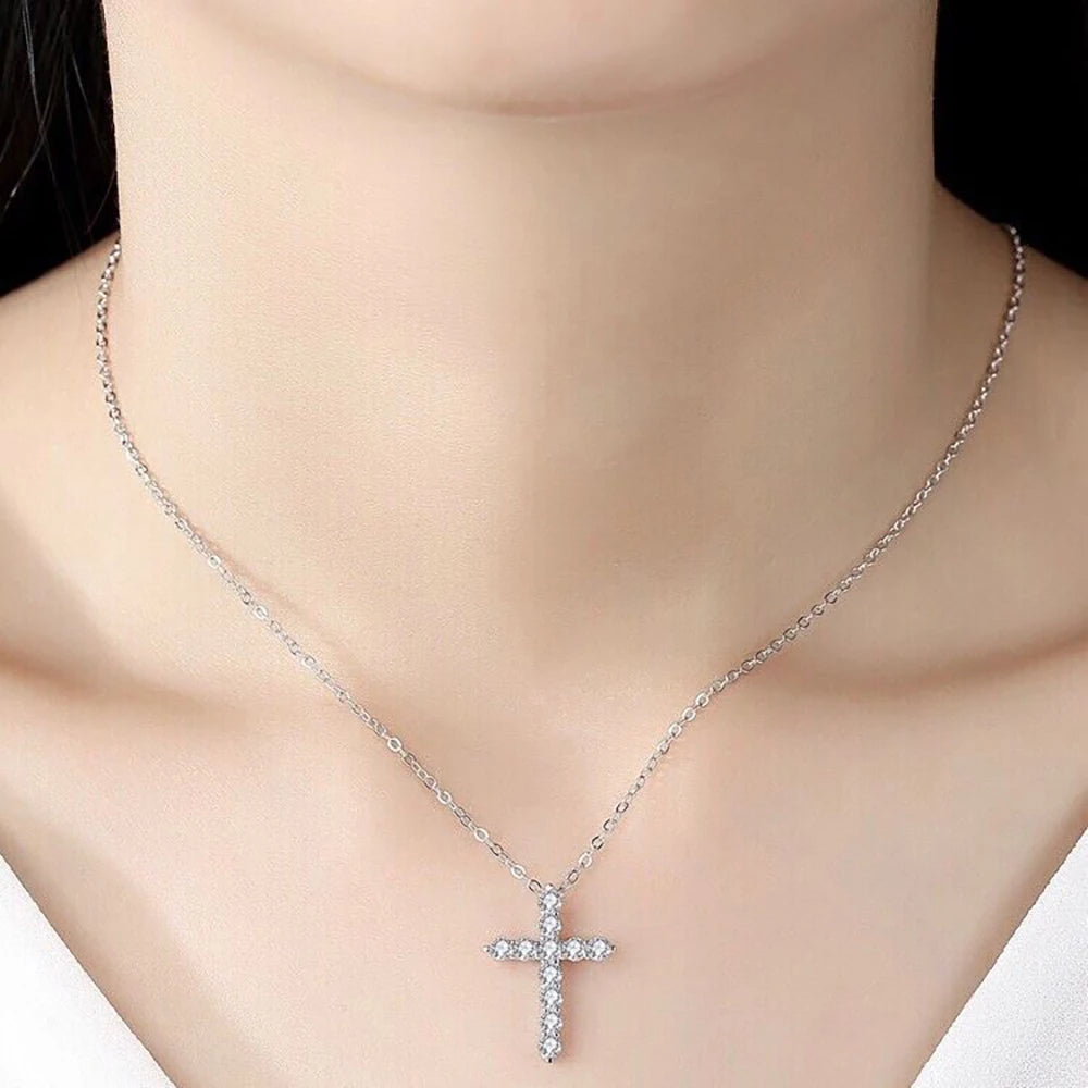 Moissanite Cross Pendant Chain set
