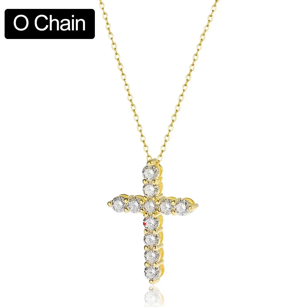 Moissanite Cross Pendant Chain set