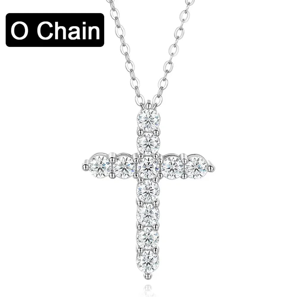 Moissanite Cross Pendant Chain set