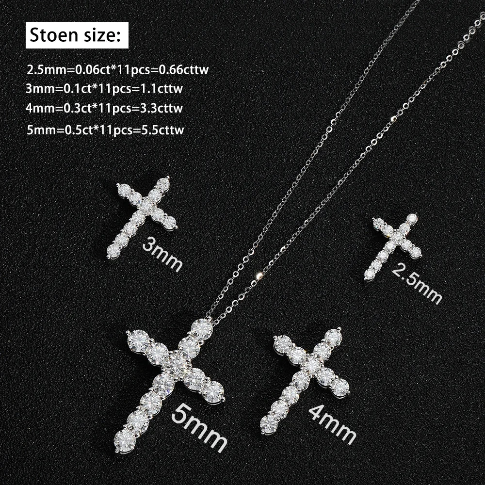 Moissanite Cross Pendant Chain set