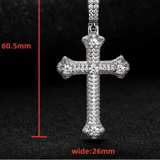 Moissanite Classic Cross Pendant 925 Sterling Silver