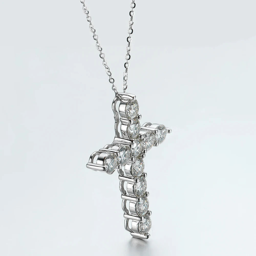 Moissanite Cross Pendant Chain set