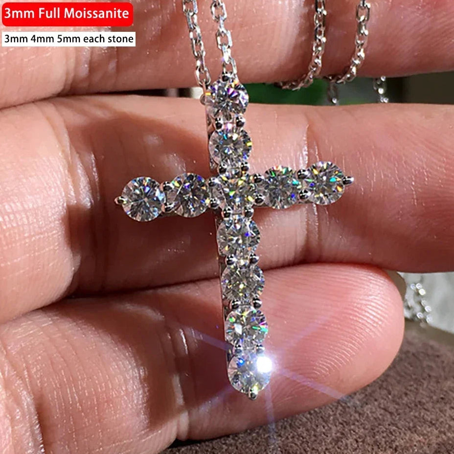 Moissanite Cross Pendant Chain set