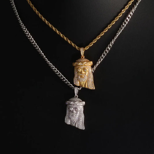 Small Jesus Head Pendant  925 Sterling Silver