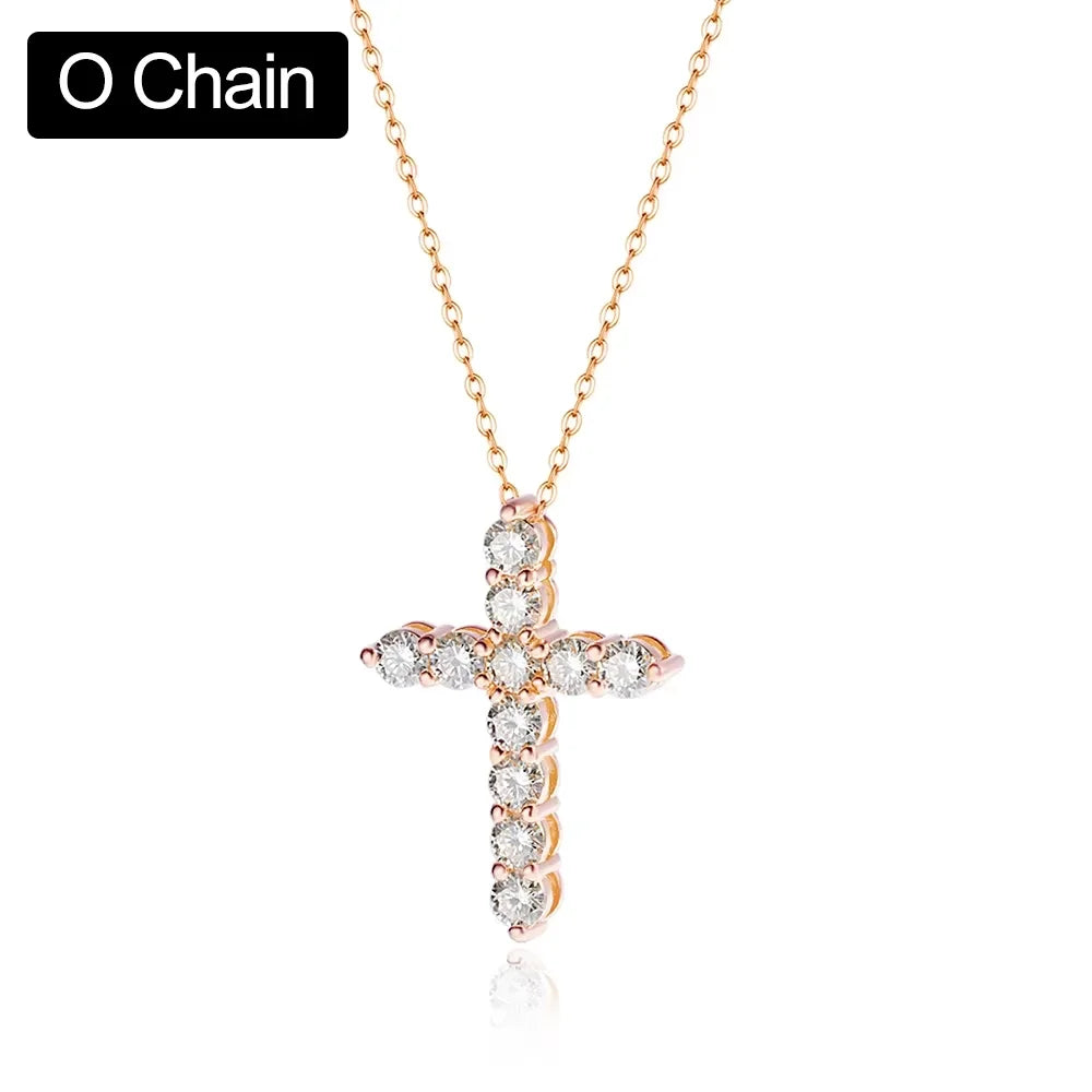 Moissanite Cross Pendant Chain set