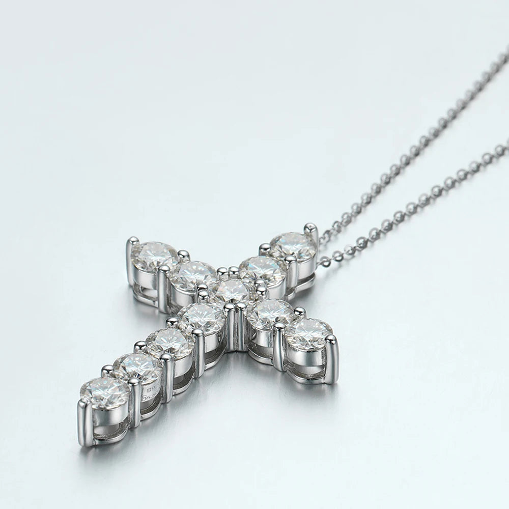 Moissanite Cross Pendant Chain set