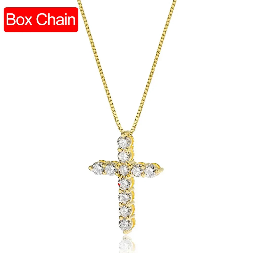 Moissanite Cross Pendant Chain set