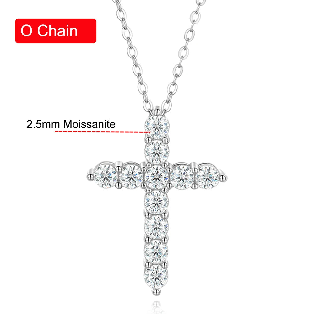 Moissanite Cross Pendant Chain set