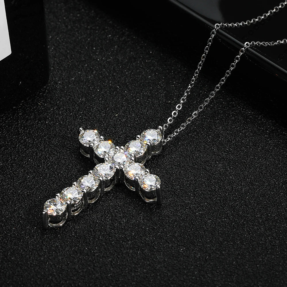 Moissanite Cross Pendant Chain set