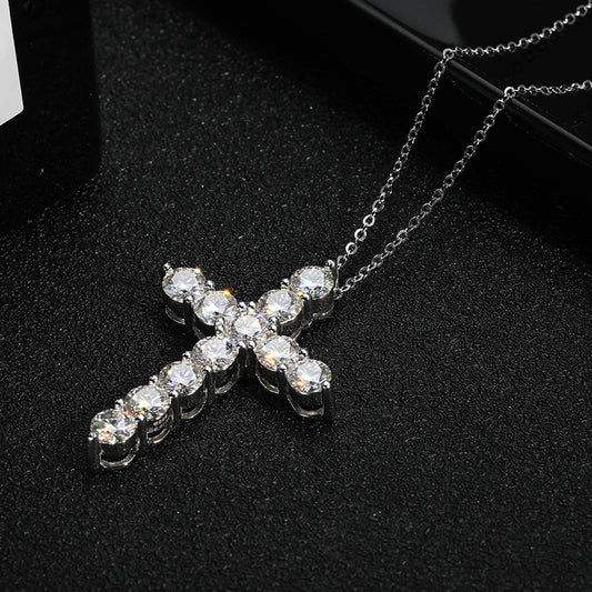 Moissanite Cross Pendant Chain set