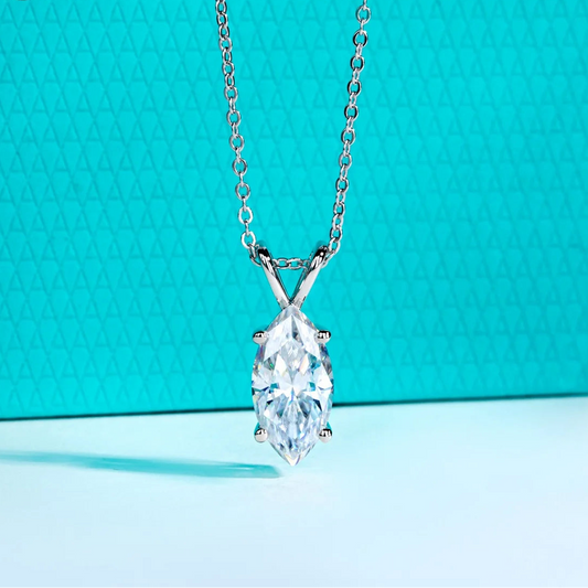Marquise Cut Moissanite Pendant set