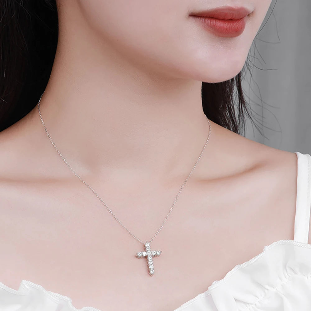 Moissanite Cross Pendant Chain set