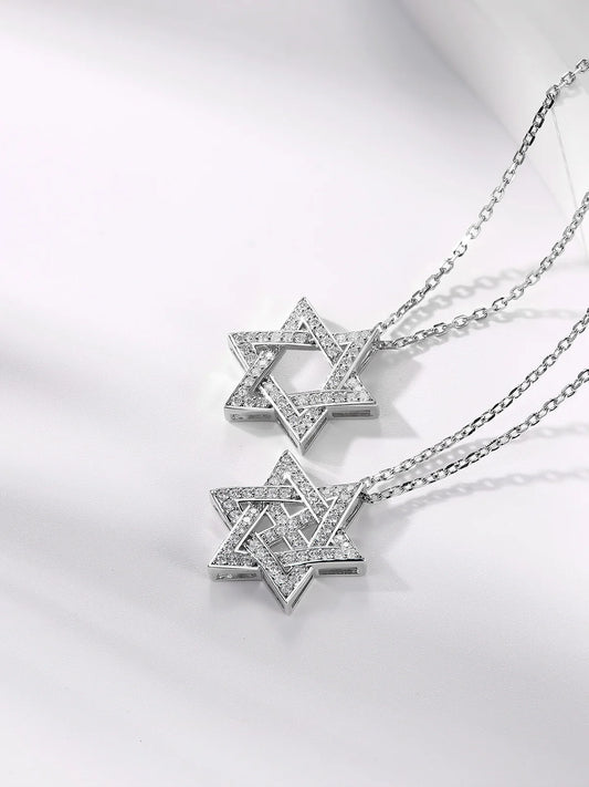 Star Of David Moissanite Pendant chain set